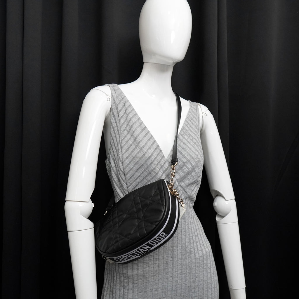 Dior Lambskin Cannage Small Dior Vibe Hobo Bag Black