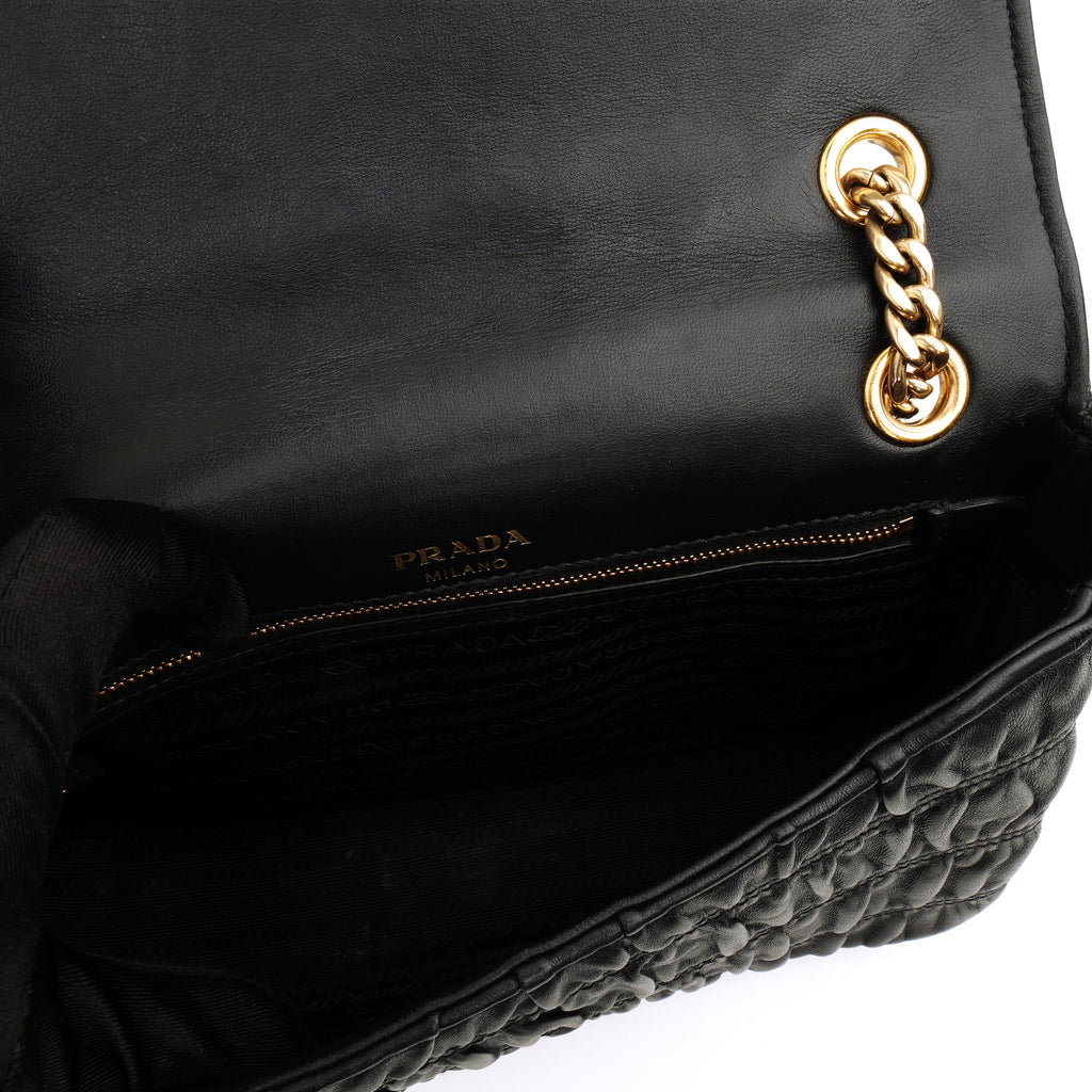 Prada Flap Nappa Gaufre Medium Chain Black