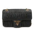 Prada Flap Nappa Gaufre Medium Chain Black