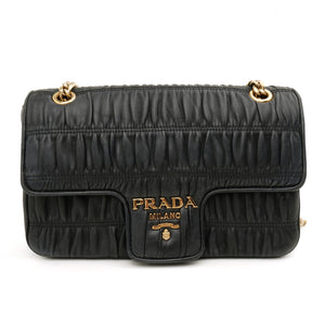 Prada Flap Nappa Gaufre Medium Chain Black