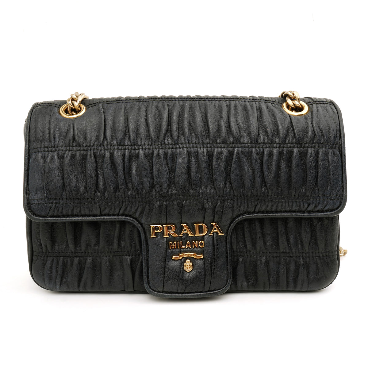 Prada Flap Nappa Gaufre Medium Chain Black
