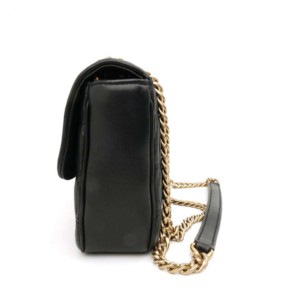 Prada Flap Nappa Gaufre Medium Chain Black