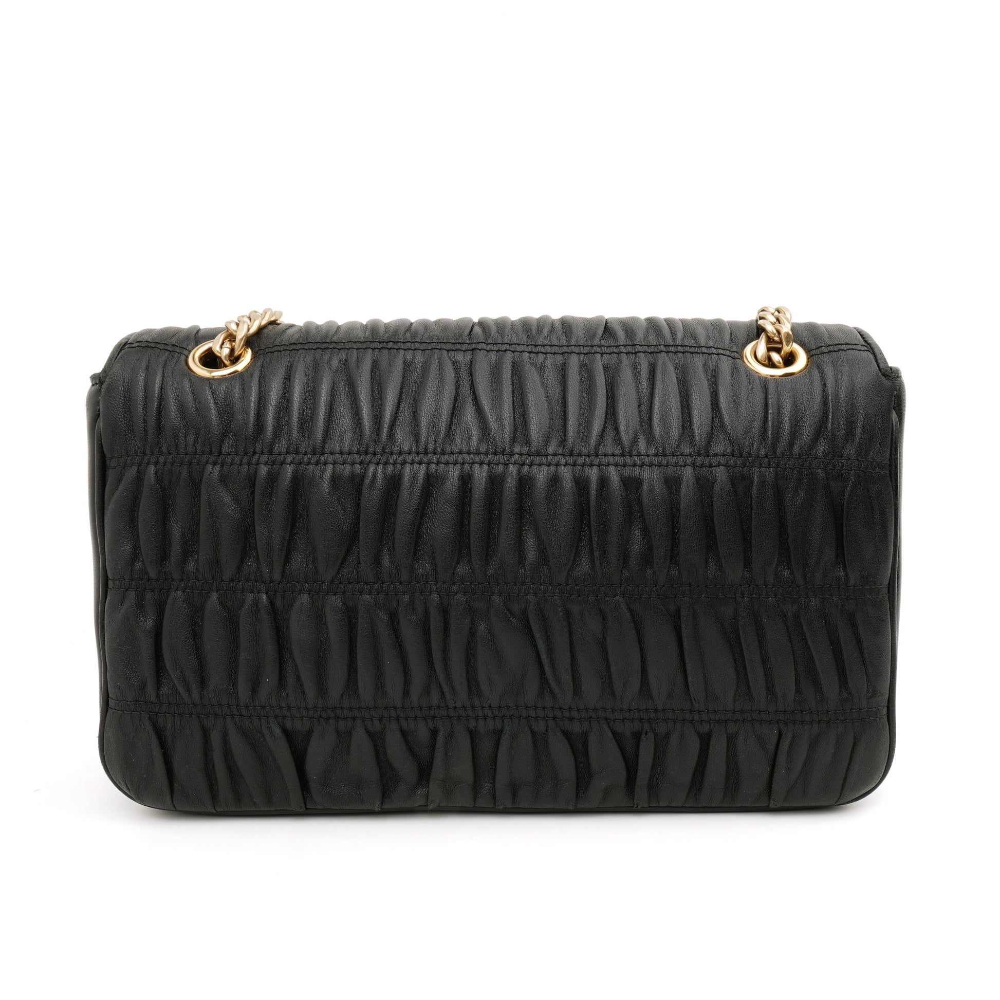 Prada Flap Nappa Gaufre Medium Chain Black
