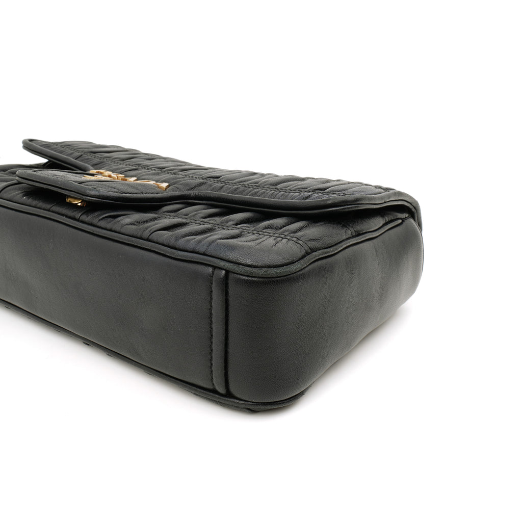 Prada Flap Nappa Gaufre Medium Chain Black
