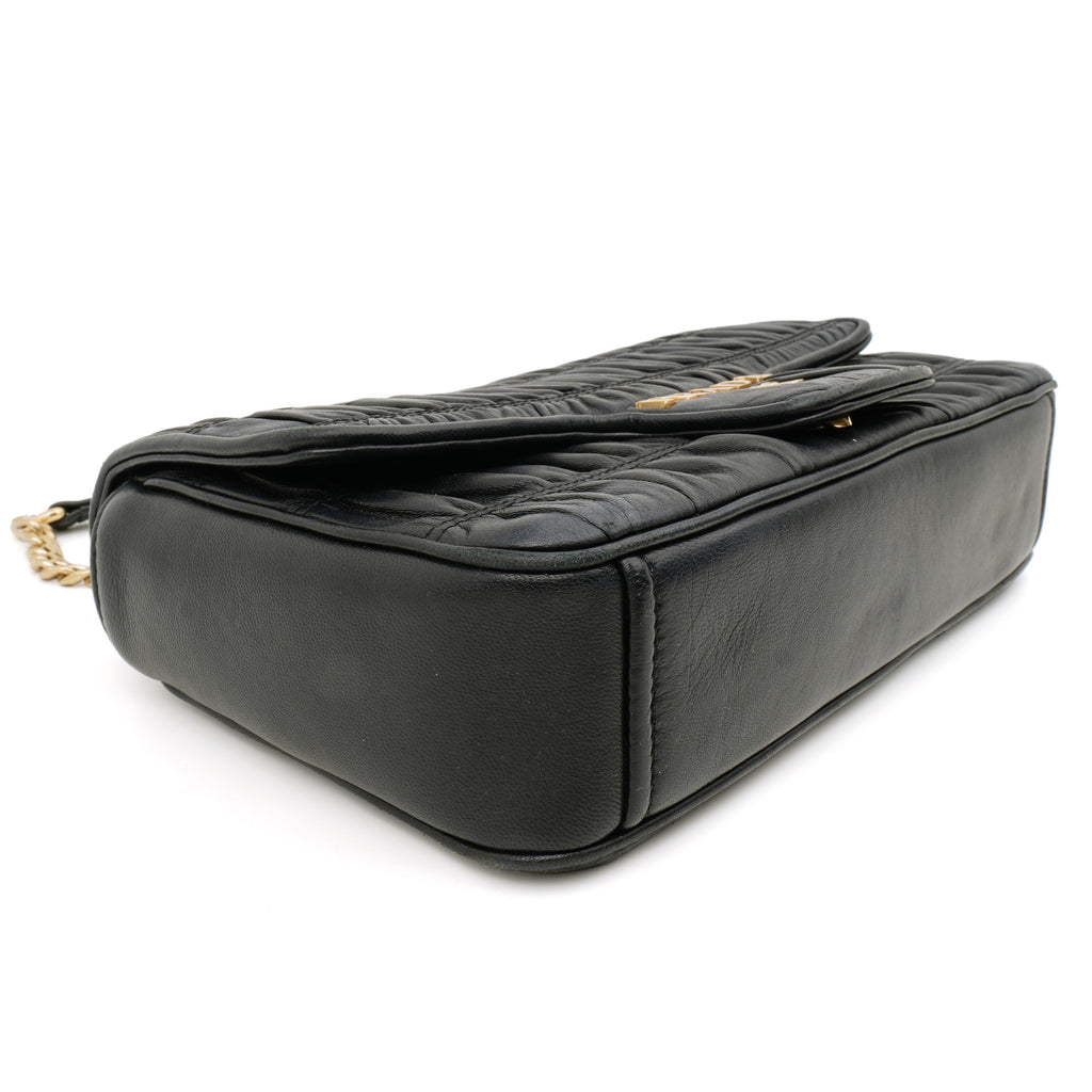 Prada Flap Nappa Gaufre Medium Chain Black