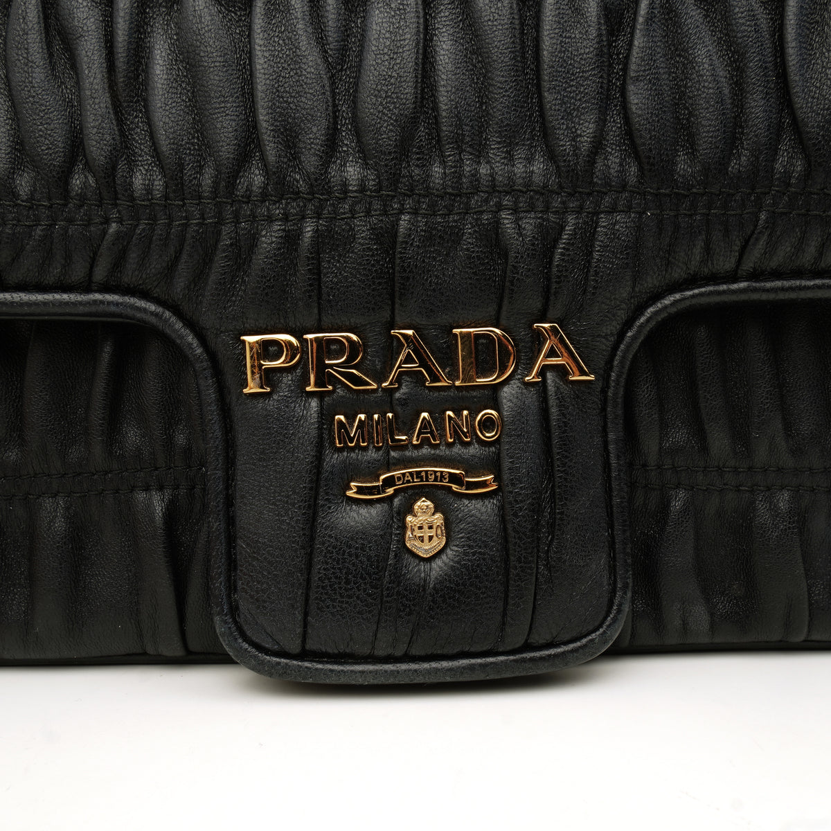 Prada Flap Nappa Gaufre Medium Chain Black