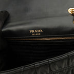 Prada Flap Nappa Gaufre Medium Chain Black