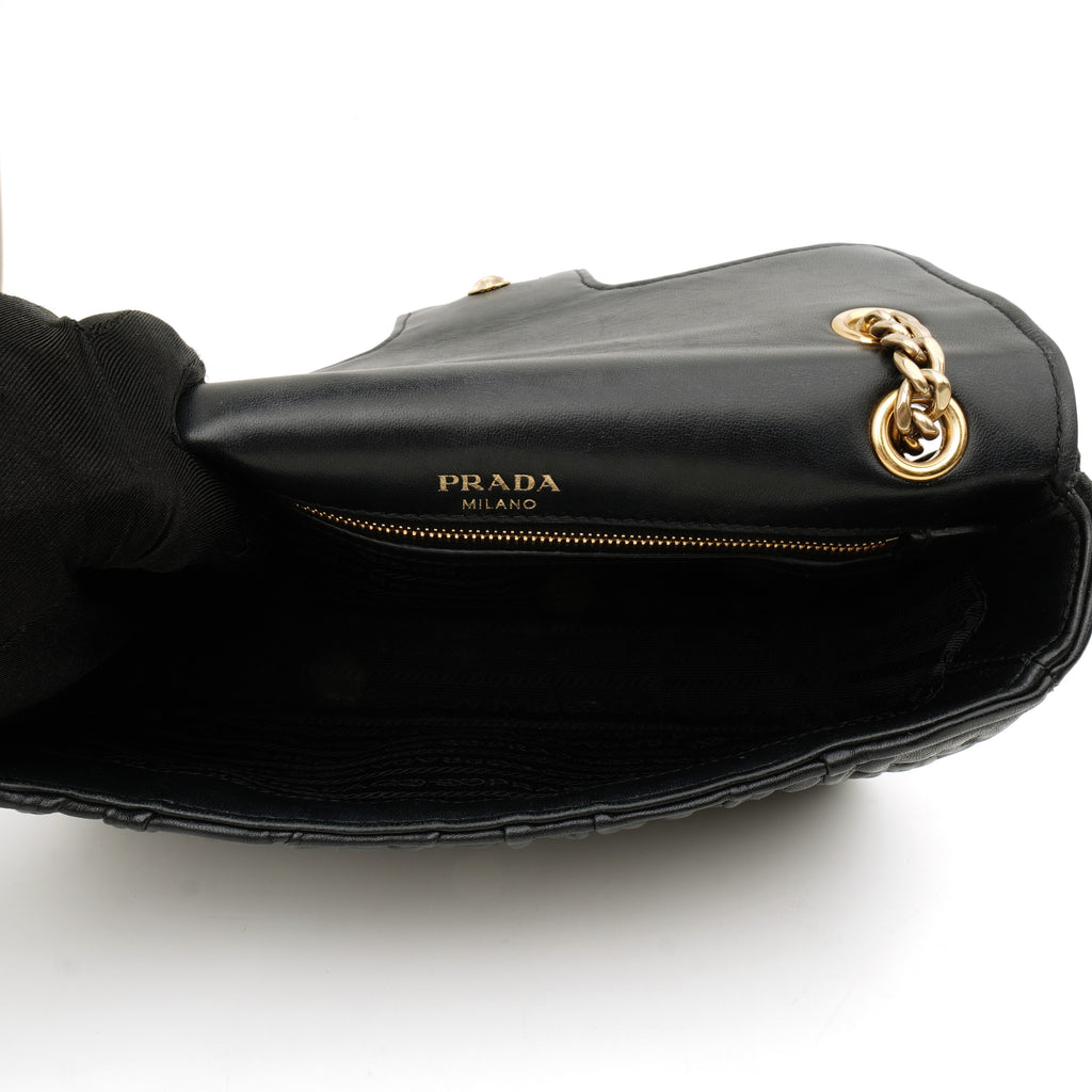 Prada Flap Nappa Gaufre Medium Chain Black