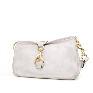 Miu Miu Nappa Old Hook Shoulder Bag Sabbia White