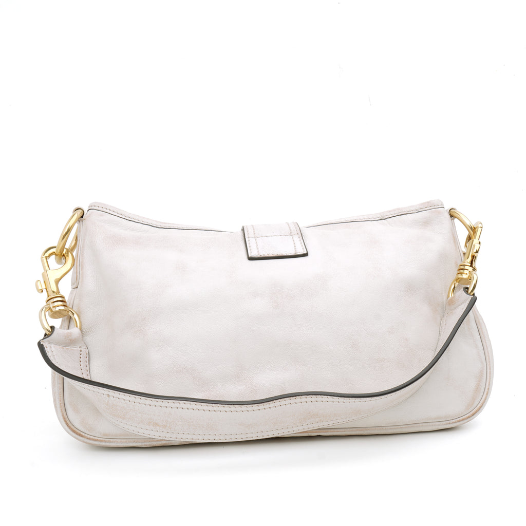 Miu Miu Nappa Old Hook Shoulder Bag Sabbia White