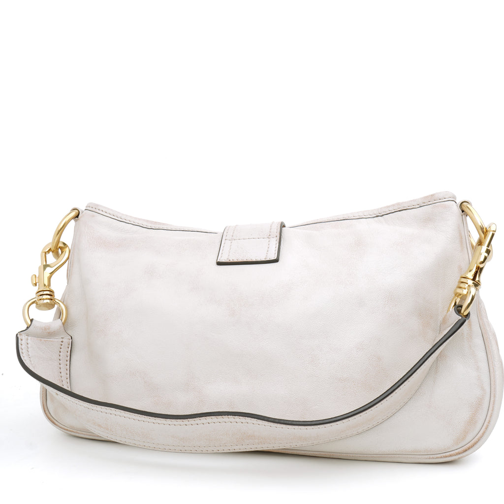 Miu Miu Nappa Old Hook Shoulder Bag Sabbia White