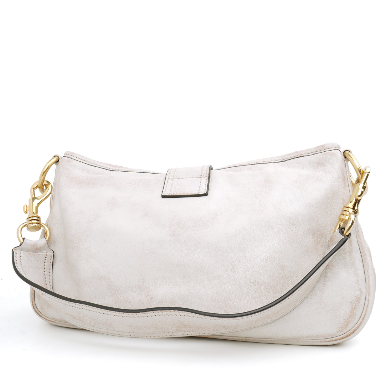 Miu Miu Nappa Old Hook Shoulder Bag Sabbia White