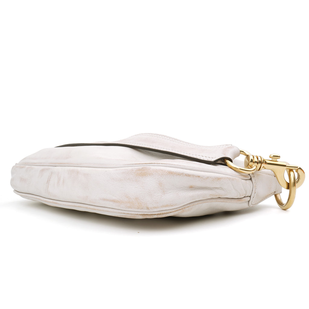 Miu Miu Nappa Old Hook Shoulder Bag Sabbia White