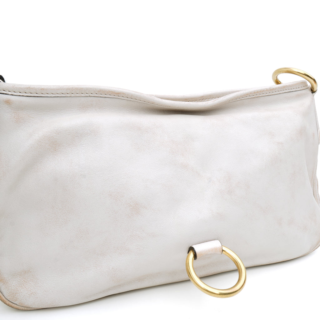 Miu Miu Nappa Old Hook Shoulder Bag Sabbia White