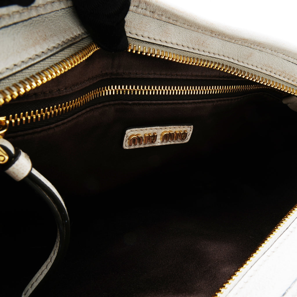 Miu Miu Nappa Old Hook Shoulder Bag Sabbia White
