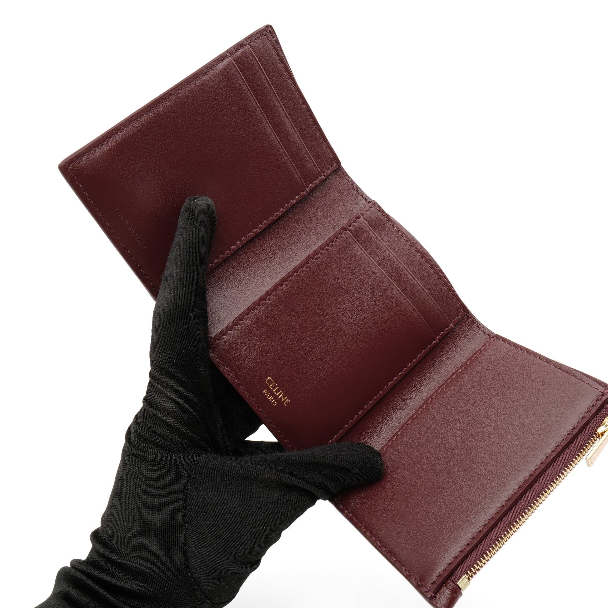 Celine Nino Fine Strap Wallet Syrah Burgundy