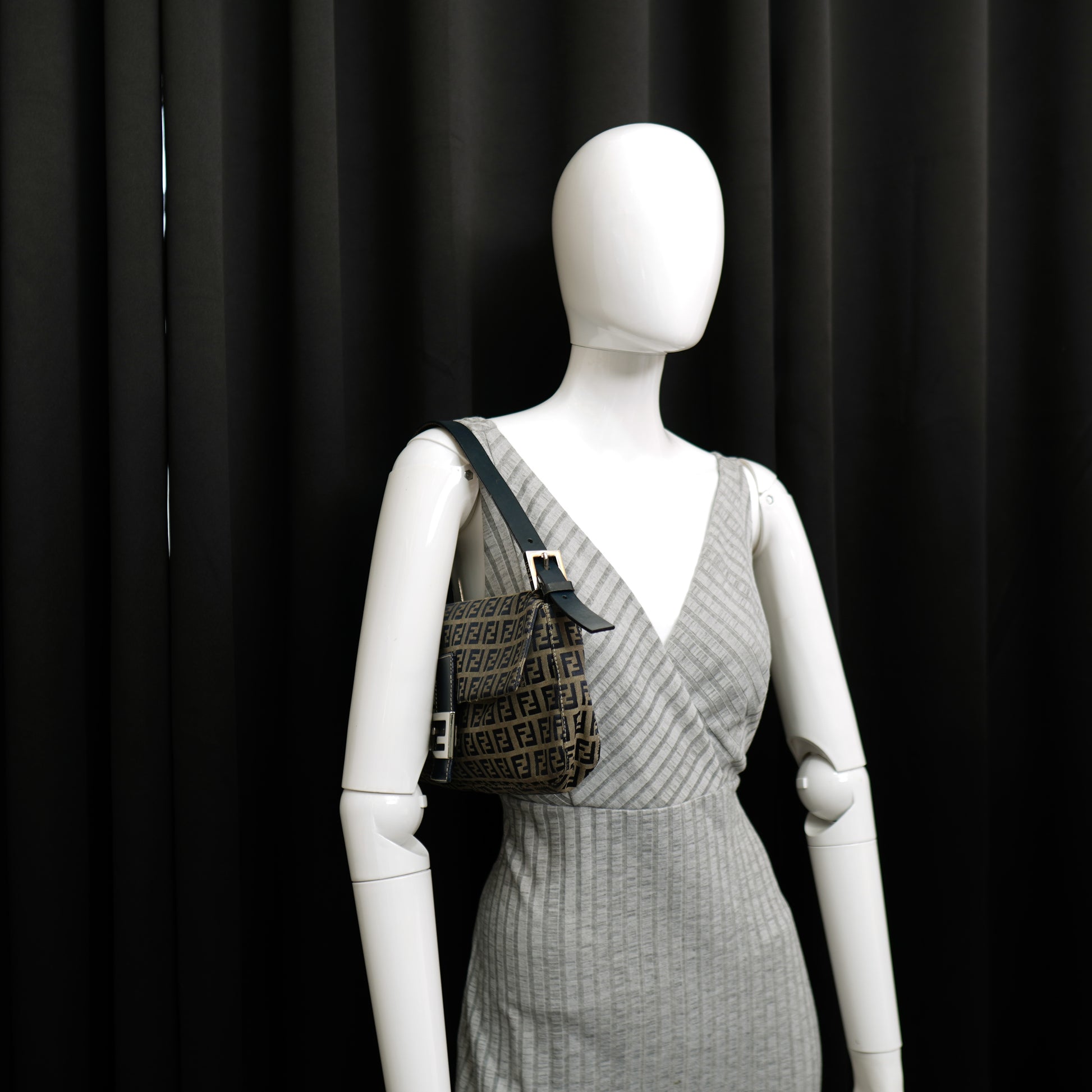 Fendi Zucchino Baguette Blue Gray