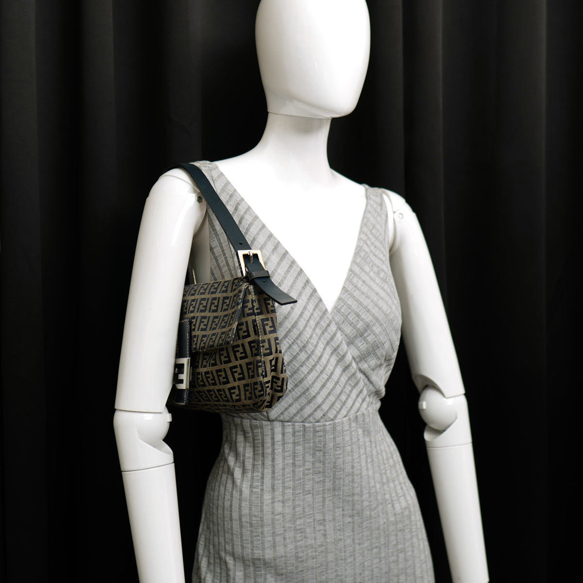 Fendi Zucchino Baguette Blue Gray