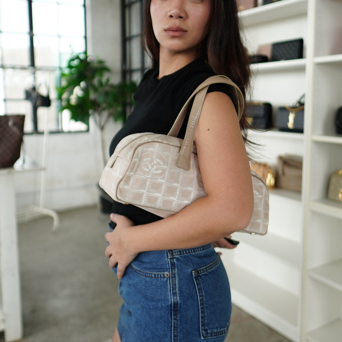 Chanel Travel Line East West Canvas Beige