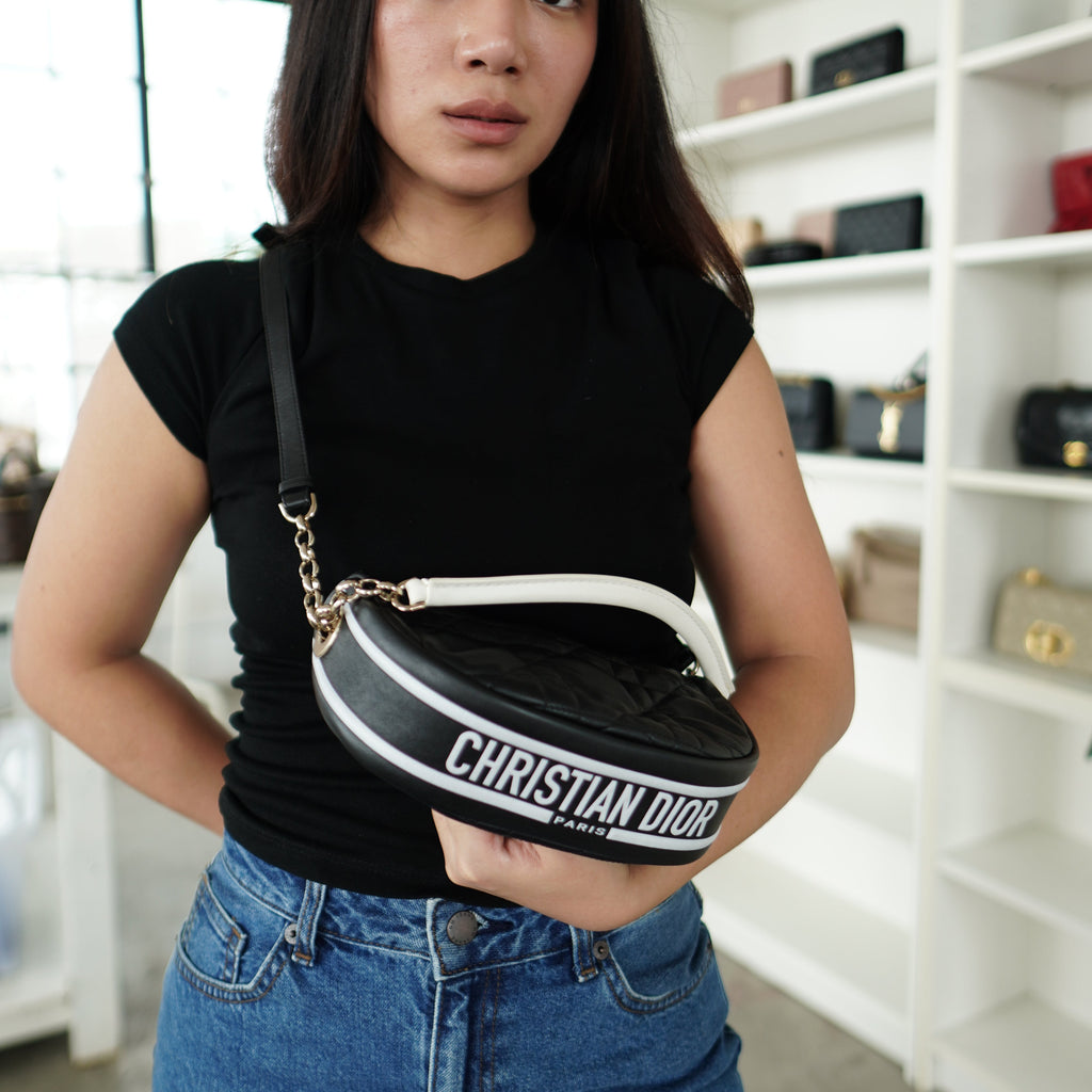 Dior Lambskin Cannage Small Dior Vibe Hobo Bag Black