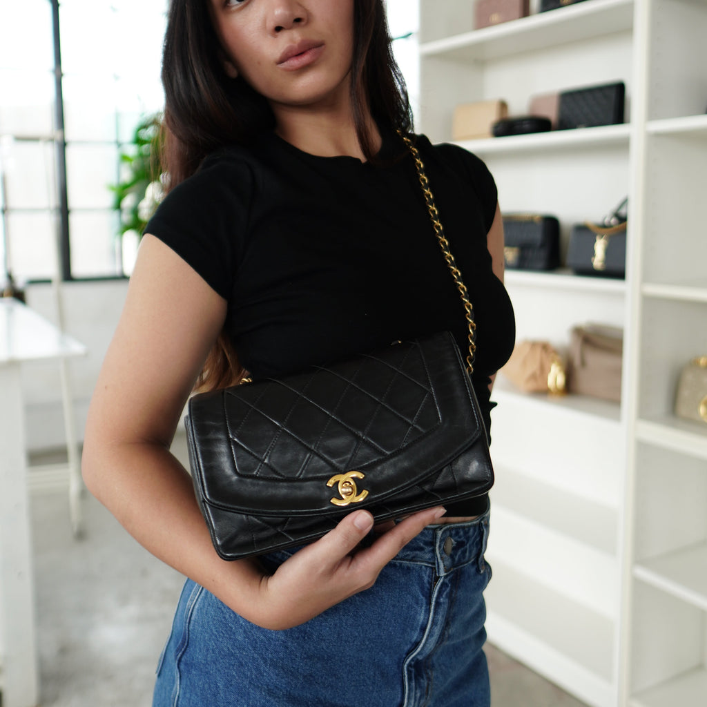Chanel Diana Small Lambskin Black GHW