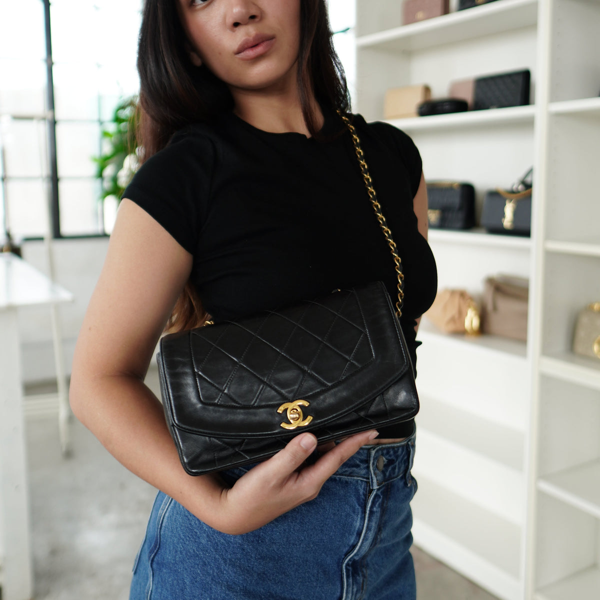 Chanel Diana Small Lambskin Black GHW