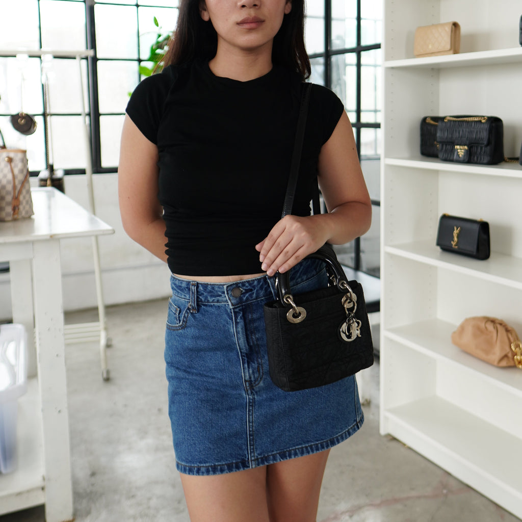 Dior Lady Dior Micro Nylon Black SHW