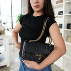 Prada Flap Nappa Gaufre Medium Chain Black