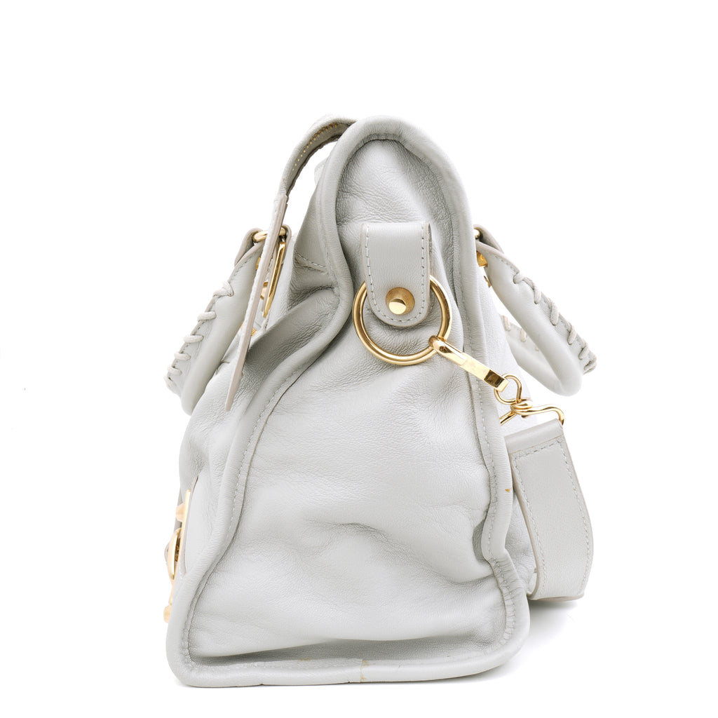 Balenciaga Medium City Metallic Edge Light Gray GHW