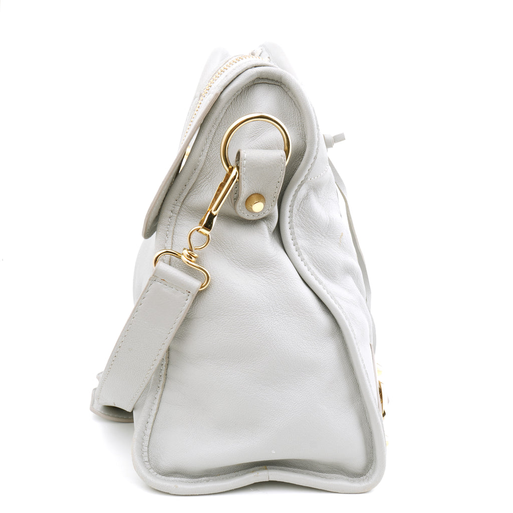 Balenciaga Medium City Metallic Edge Light Gray GHW