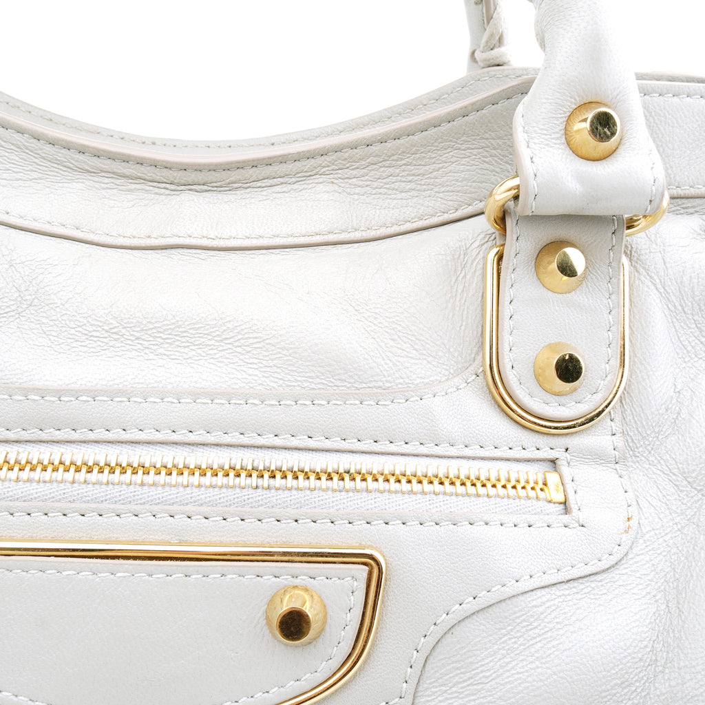 Balenciaga Medium City Metallic Edge Light Gray GHW