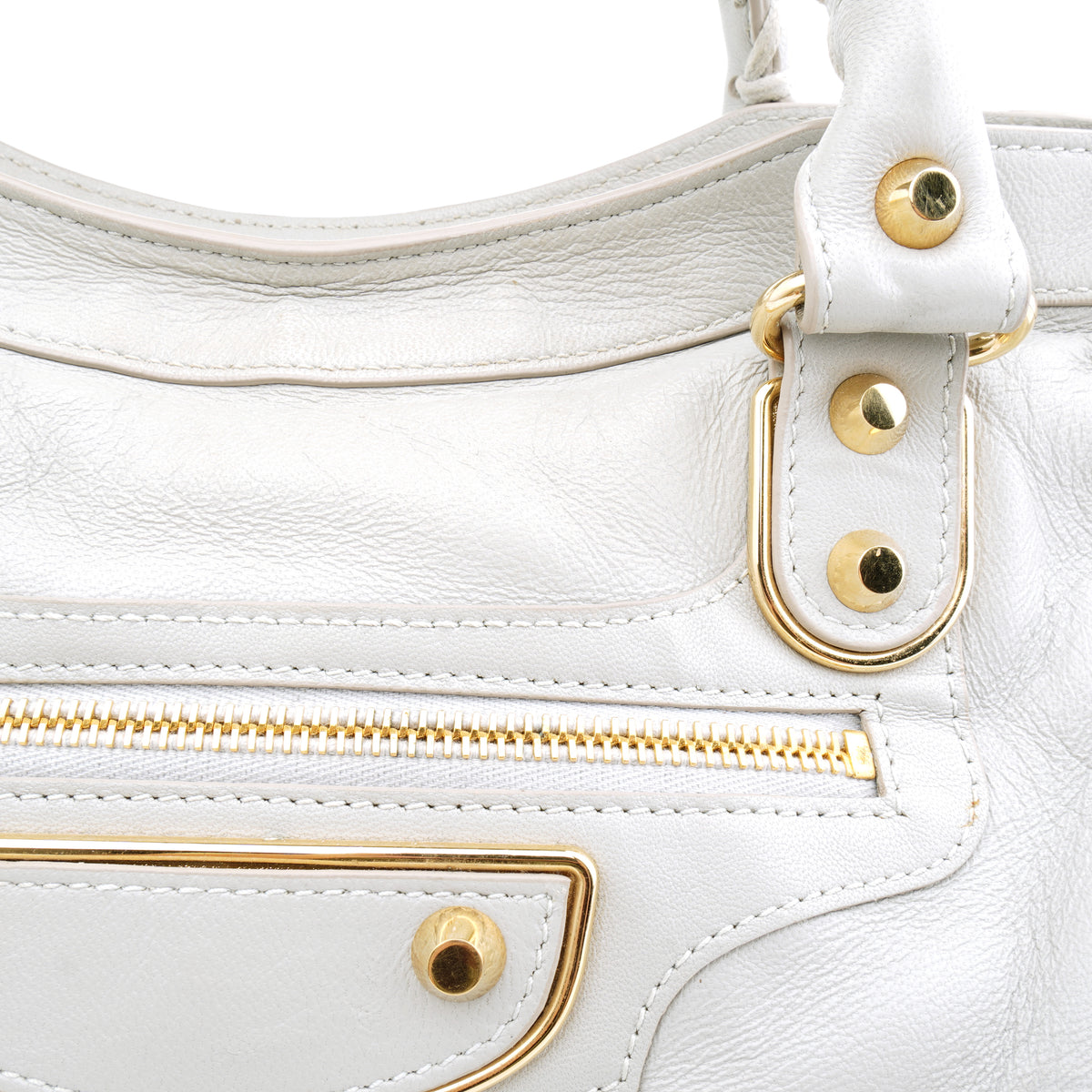 Balenciaga Medium City Metallic Edge Light Gray GHW