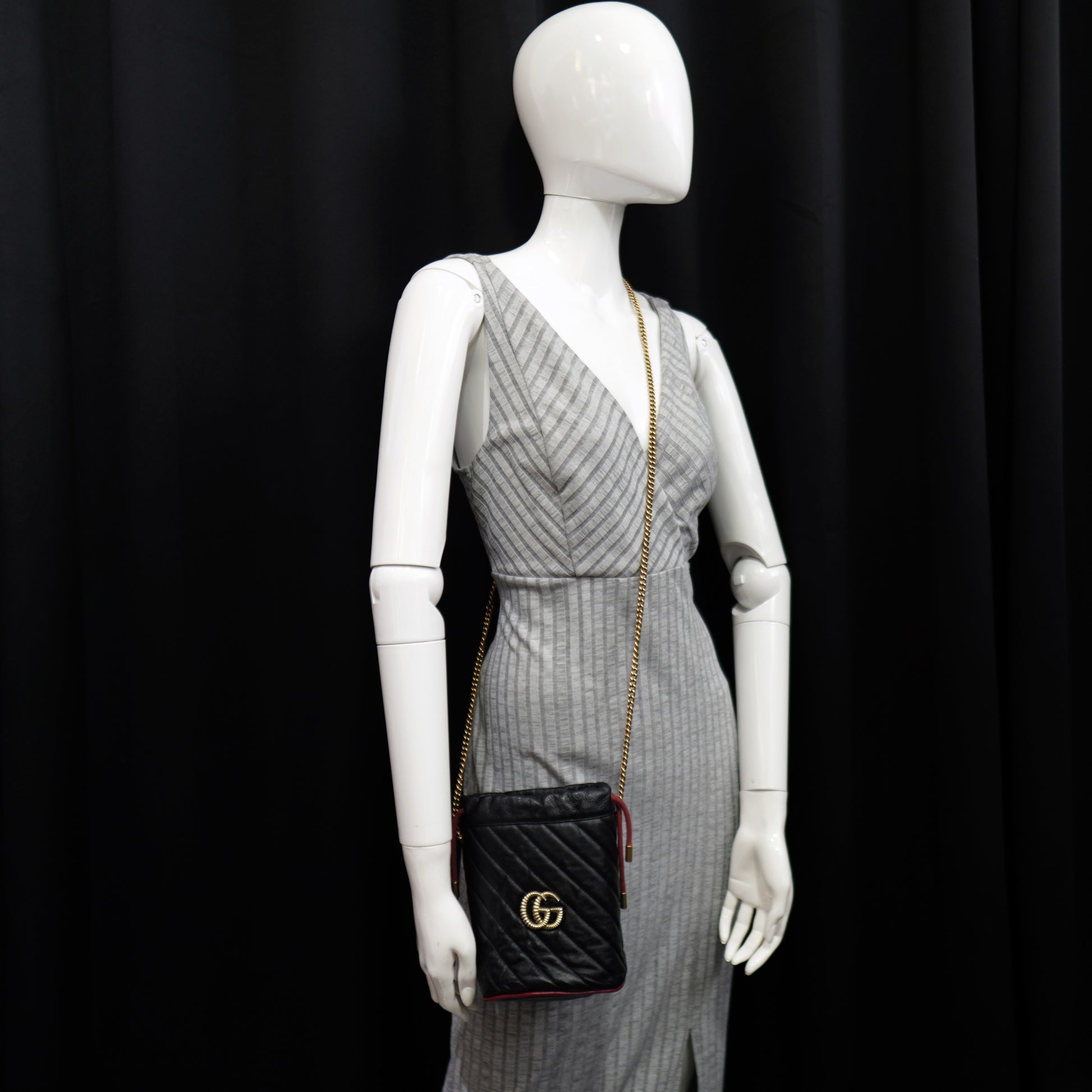 Gucci Marmont Diagonal Mini Torchon Bucket Bag