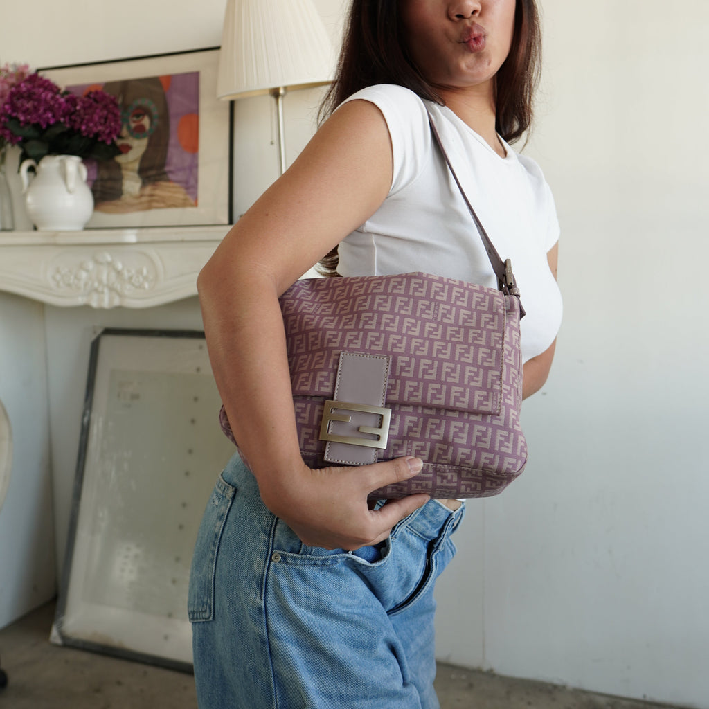 Fendi Zucchino Mama Baguette Lilac