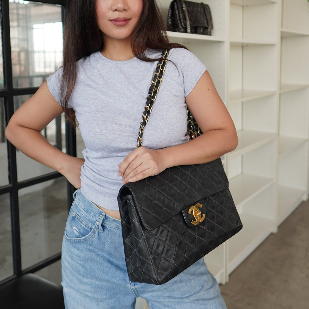 Chanel Single Flap Maxi Lambskin Black GHW