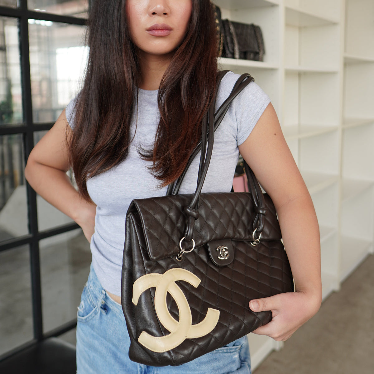 Chanel Cambon Ligne Large Flap Bag Brown