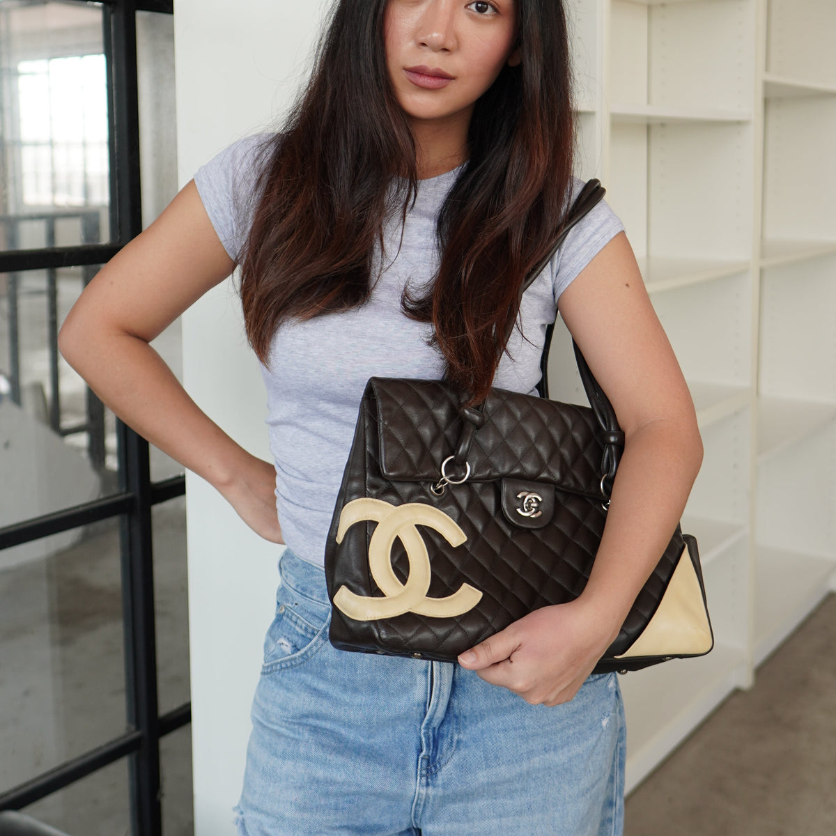 Chanel Cambon Ligne Large Flap Bag Brown