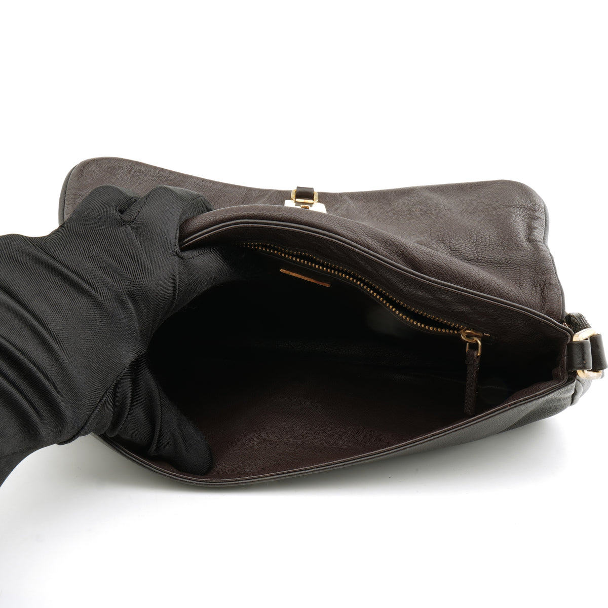 Prada Chainmail Flap Bag Dark Brown