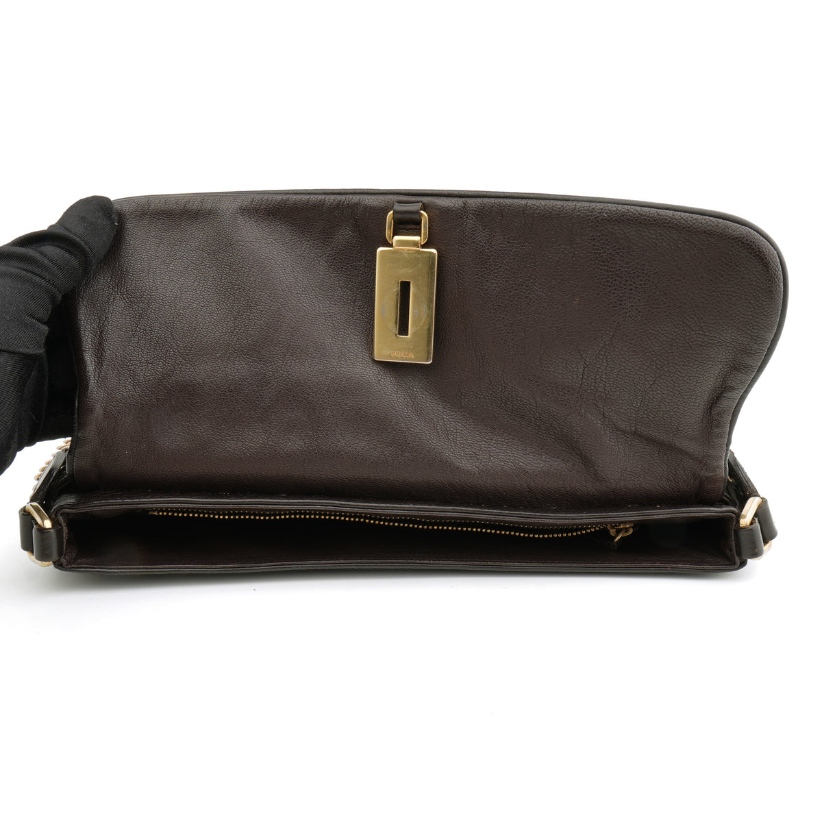 Prada Chainmail Flap Bag Dark Brown