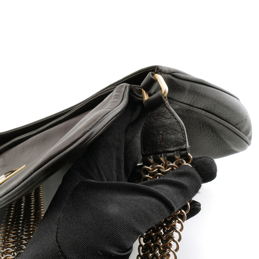 Prada Chainmail Flap Bag Dark Brown