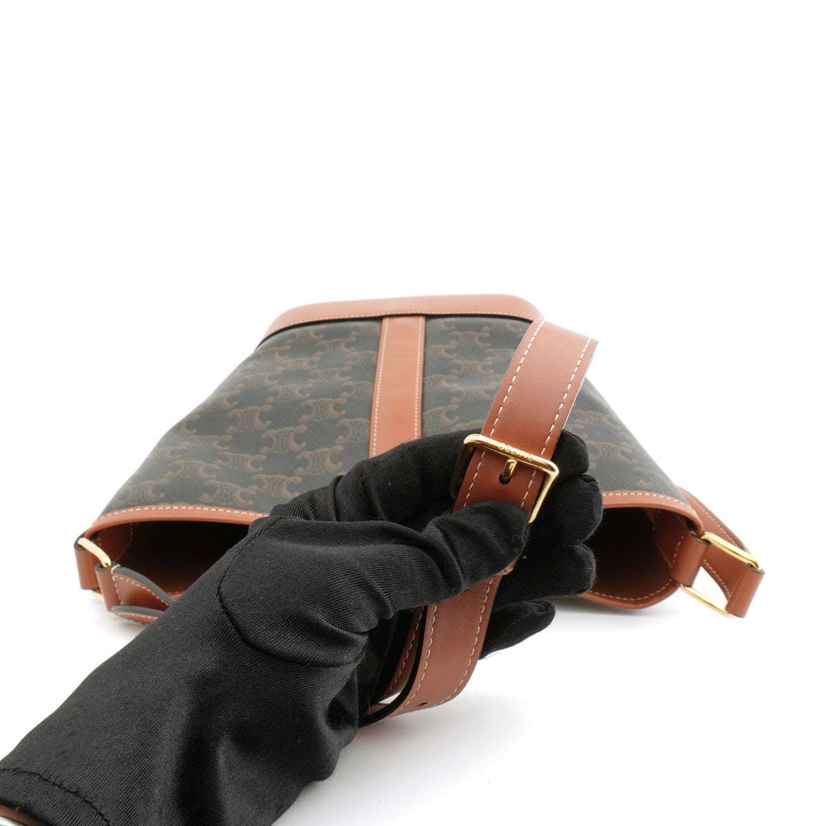 Celine Triomphe Bucket Small Coated Canvas