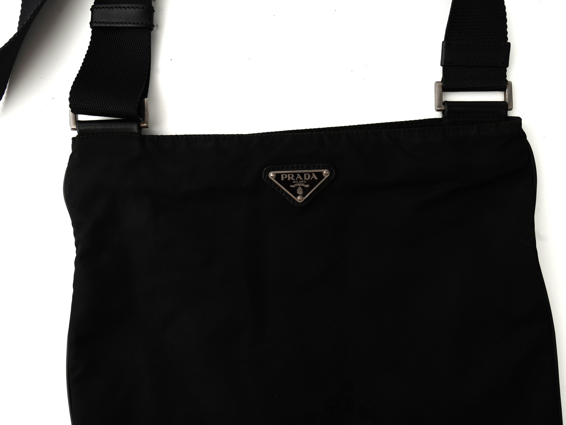 Prada Vela Nylon Flat Messenger