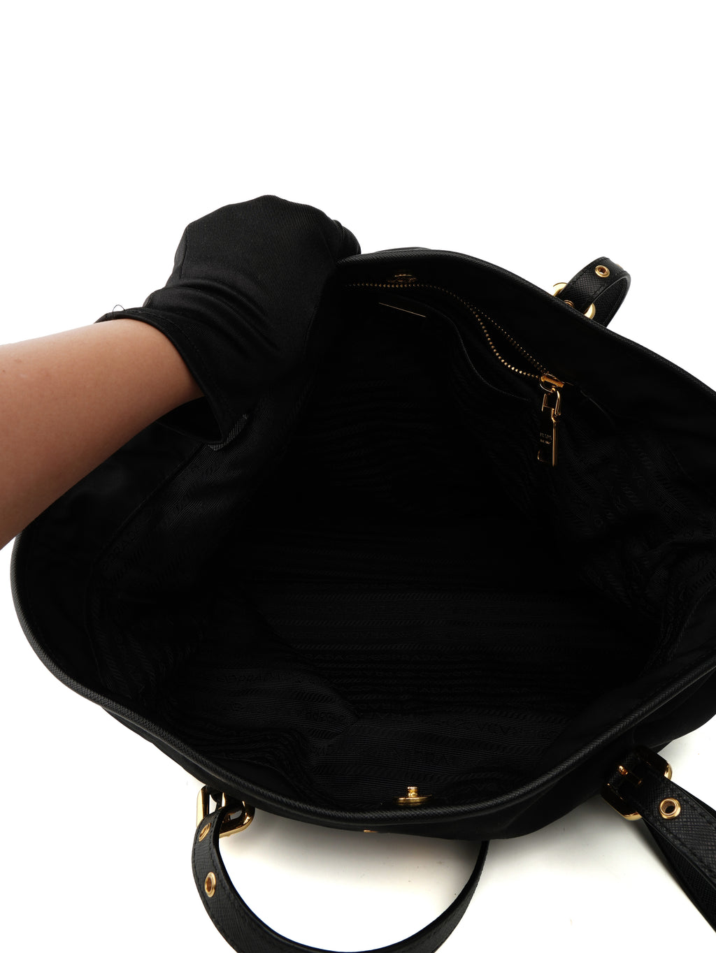 Prada Nylon and Saffiano Trim Tote