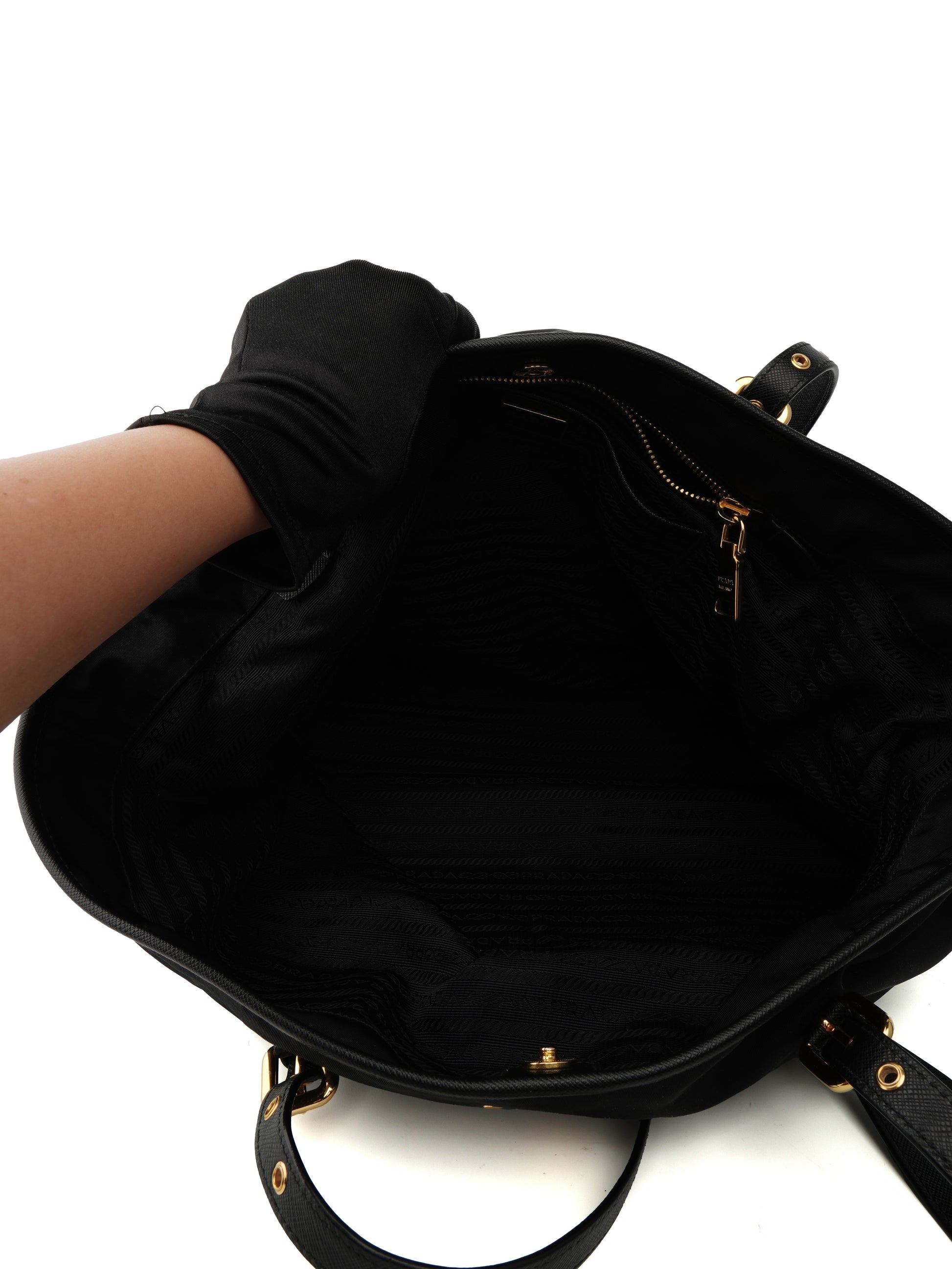 Prada Nylon and Saffiano Trim Tote