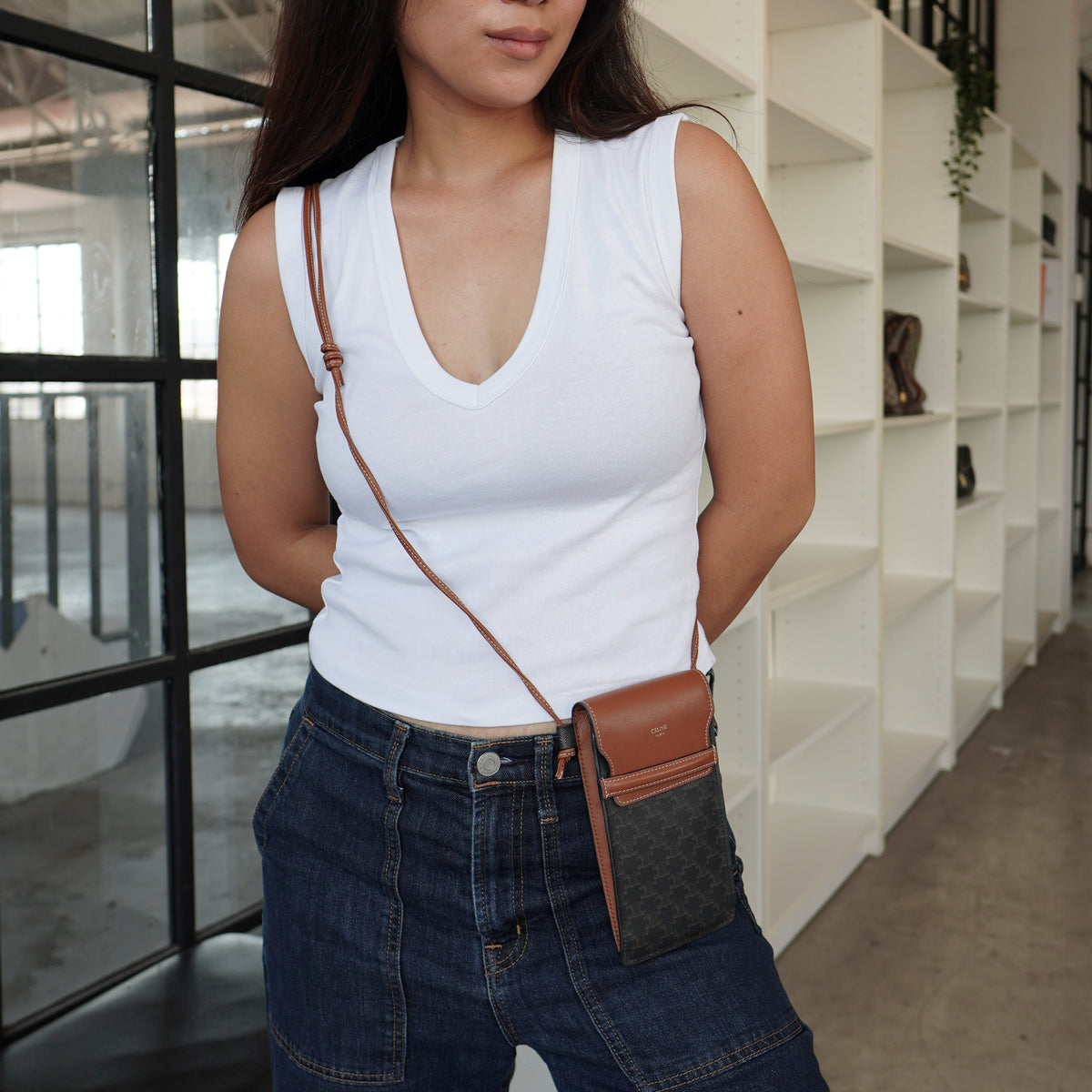 Celine Phone Pouch Triomphe Canvas
