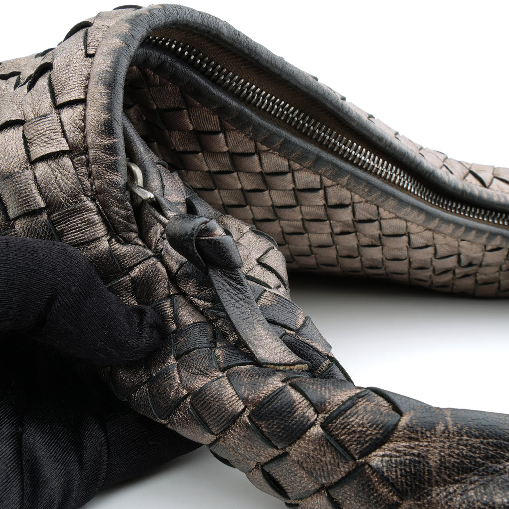 Bottega Veneta Intrecciato Hobo Medium Pewter Metallic