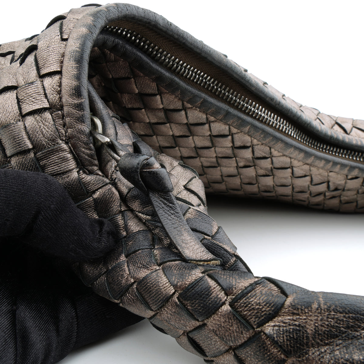 Bottega Veneta Intrecciato Hobo Medium Pewter Metallic