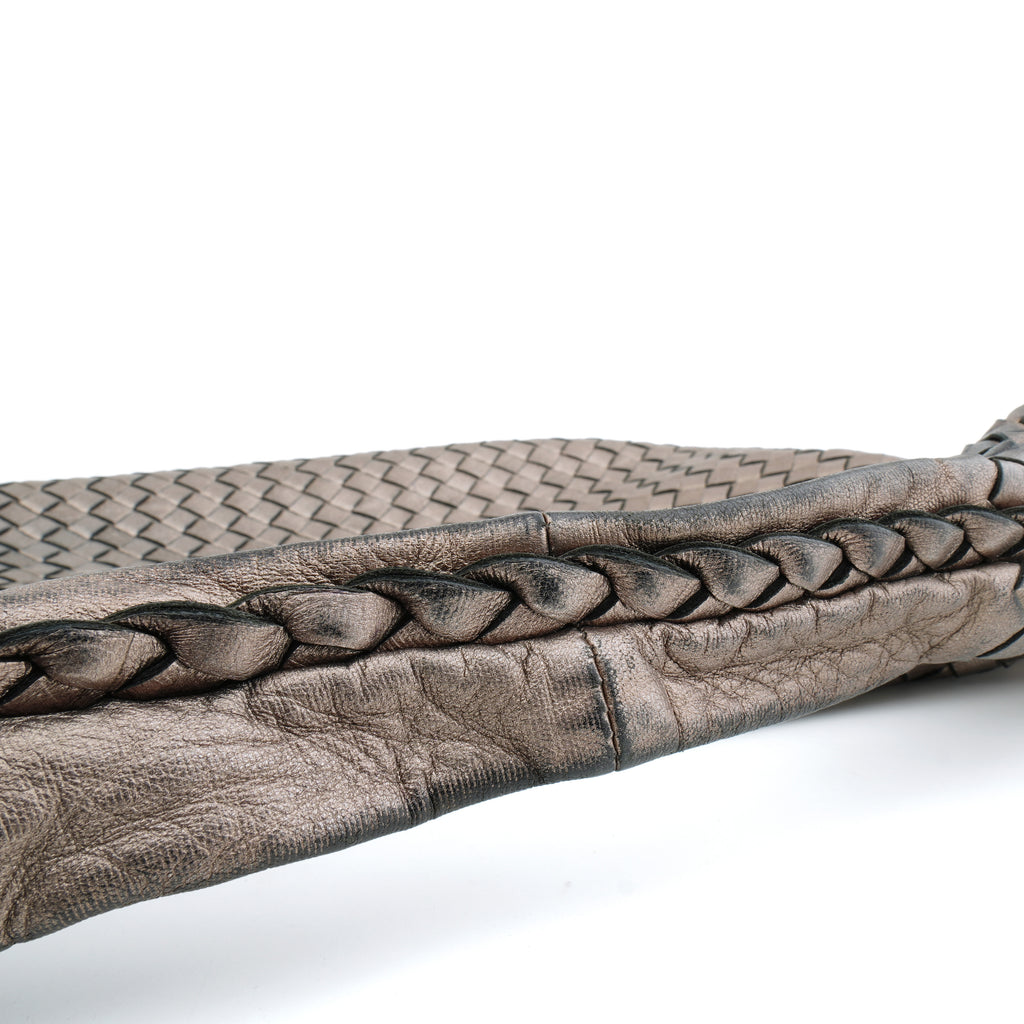 Bottega Veneta Intrecciato Hobo Medium Pewter Metallic