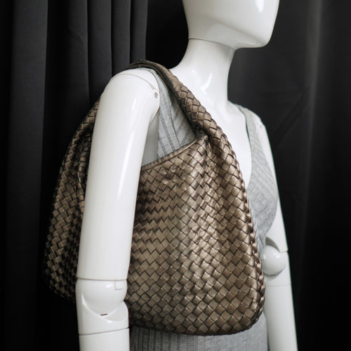 Bottega Veneta Intrecciato Hobo Medium Pewter Metallic