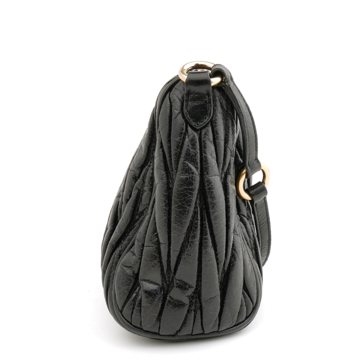 Miu Miu Matelasse Nappa Lux Charm Shoulder Bag Black